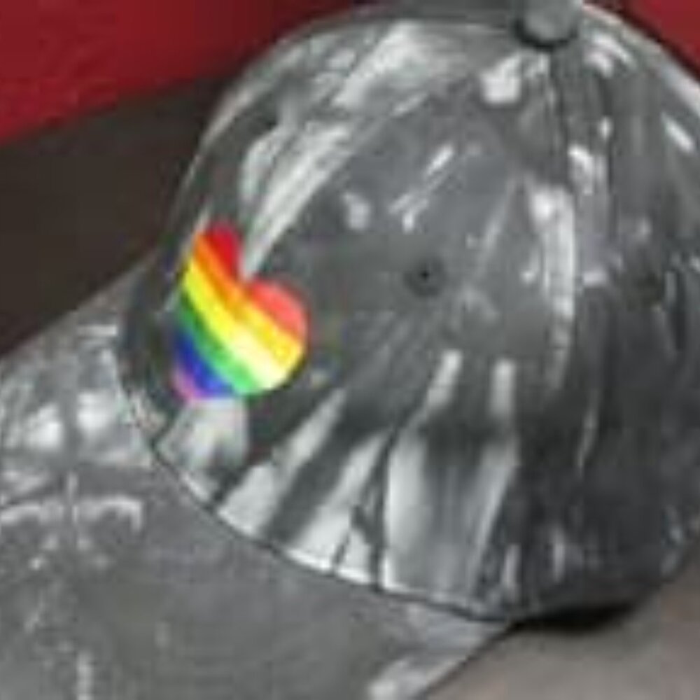 Rainbow heart Pride Baseball Cap Tye Dye by Sally Hansen - Picture 2 of 5
